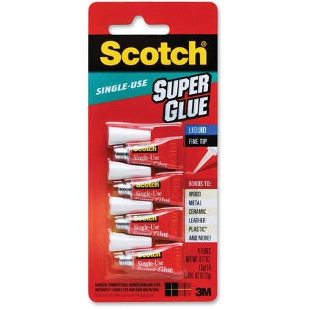 SCOTCH Super Glue Liquid - 0.05 grams Single-Use Tubes, Clear, 0.02 oz MMMAD114